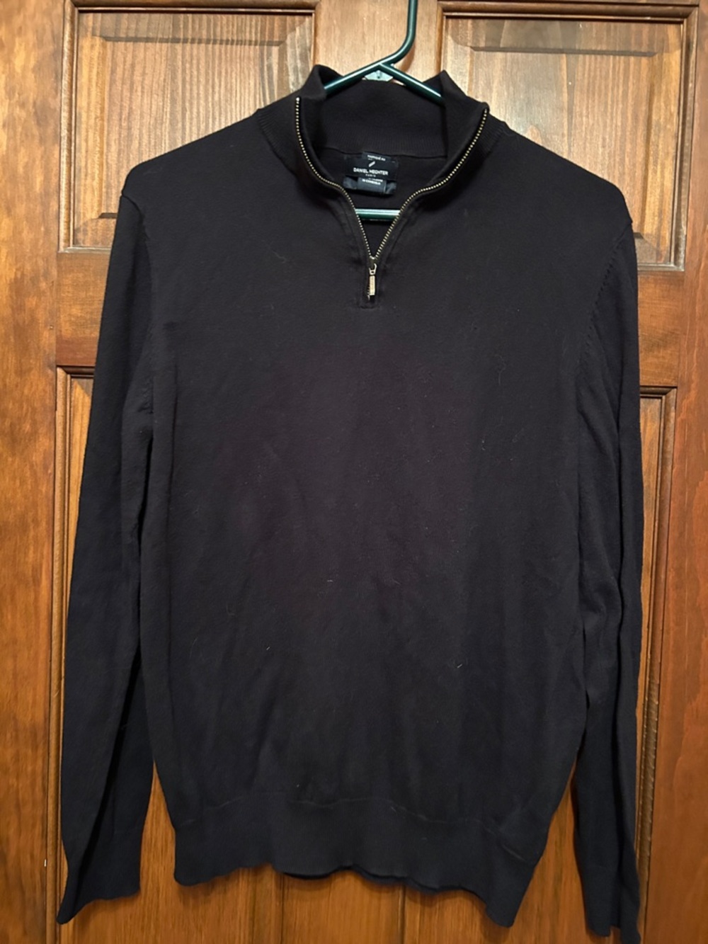 Daniel Hechter Men’s Black Half-Zip Sweater with Gold-Tone Zipper